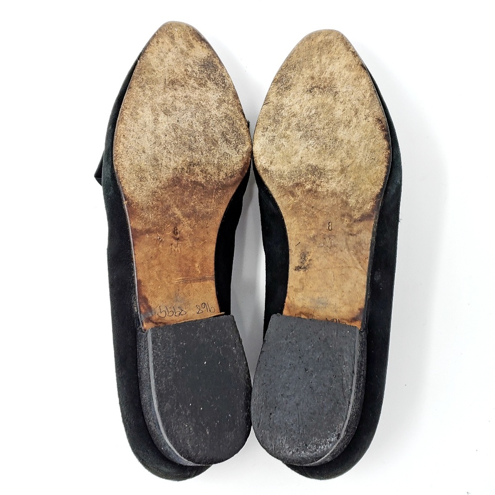Vintage Black Suede Tucked Tip Flat Loafer, Size 8 - Picture 5 of 5